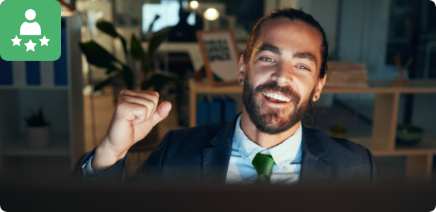 Happy employee  who got promotion