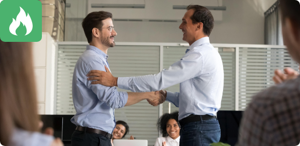 Boss and Employee are shaking hands 