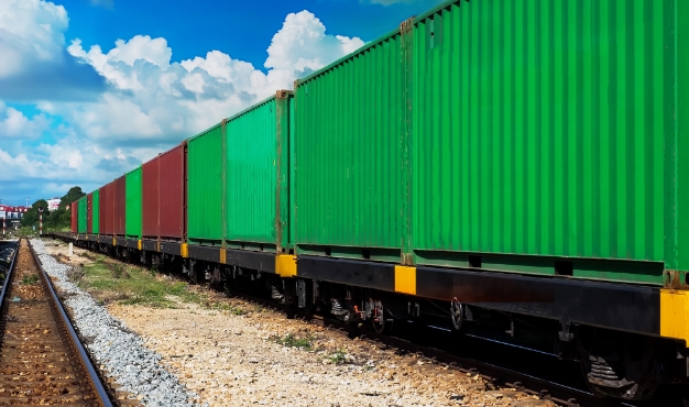 Container train used in international rail freight