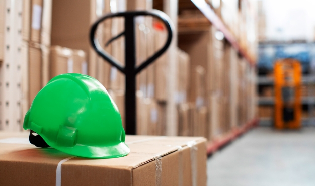 Warehouse storage area with logistics equipment